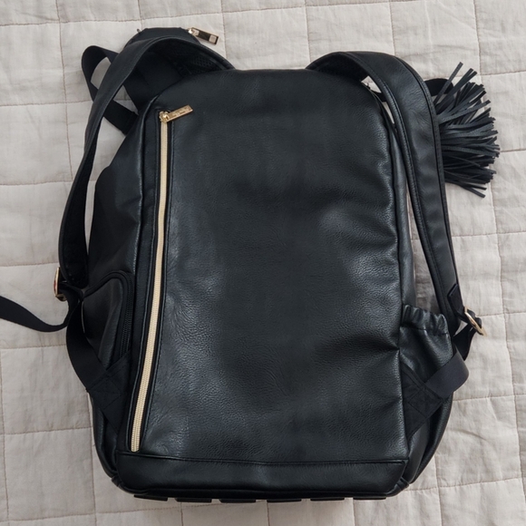 Itzy Ritzy Black Diaper Backpack with Gold Accents - Picture 3 of 9